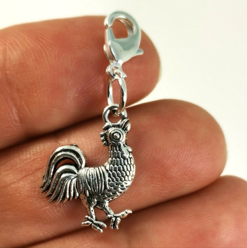 Clip On Rooster chicken charms planner bracelet farm animals pendants zi…